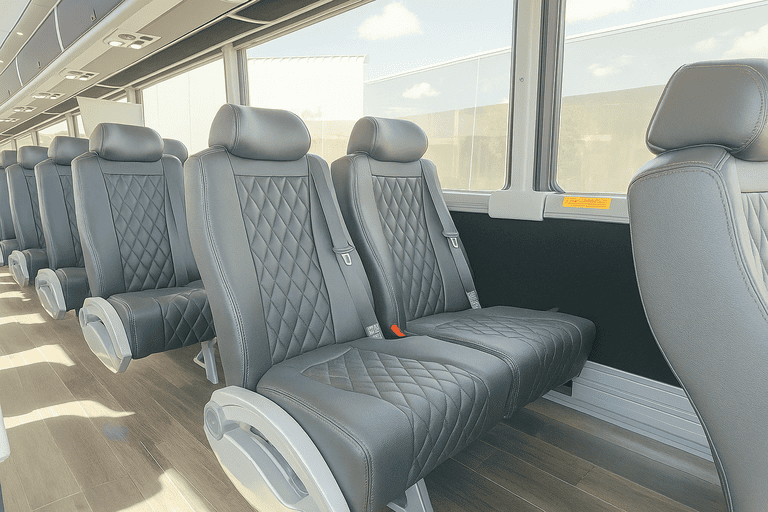 interior of Coach Bus Pittsburgh charter bus